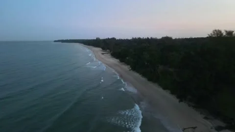 Beautiful view Desaru beach during Dawn Stock Footage 148012262