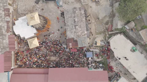 The Beautiful View of Devotees Around Kedarnath temple in Uttarakhand,India Stock Footage 275048479