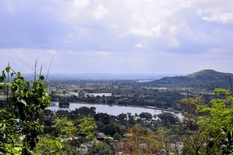 Beautiful view of dewas city from the top of the hill, famous meetha talaab(s Stock Photos