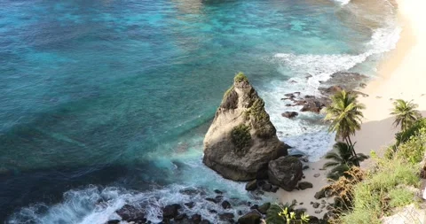 Beautiful view of Diamond Beach on Penida Island Stock Footage 269503597