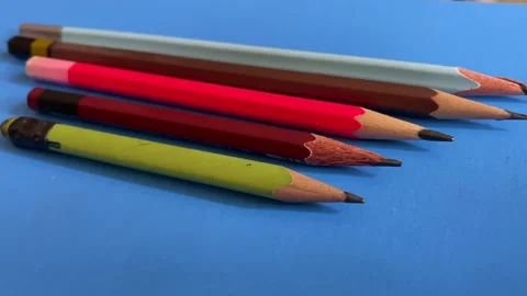 Beautiful View of Different Sized Sharpened Pencils Stock Footage 293949379