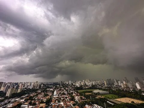Beautiful view of a dramatic dark stormy sky. Stock Photos