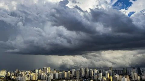Beautiful view of a dramatic dark stormy sky. Stock Photos