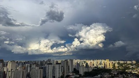 Beautiful view of a dramatic dark stormy sky. Stock Photos
