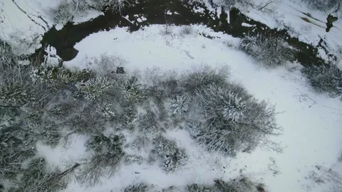 A Beautiful View From the Drone Camera Shows a Fabulous Winter Landscape Stock Footage 163739579