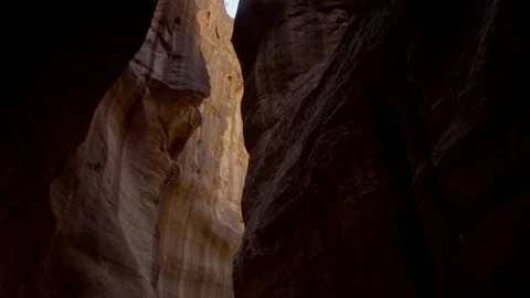 Beautiful view of Drone flying through a passage between the rocks in the canyon Stock-Footage 103522720