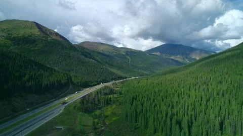 Beautiful view from drone on the Mountain the highway in Colorado. Stock Footage 220173009