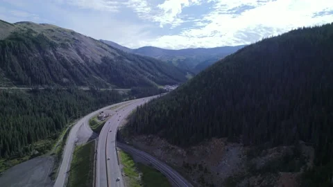 Beautiful view from drone on the Mountain the highway in Colorado. Stock Footage 220173415