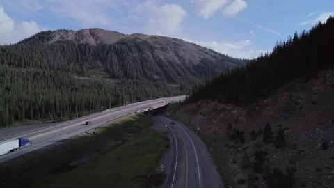 Beautiful view from drone on the Mountain the highway in Colorado. Stock Footage 220173462
