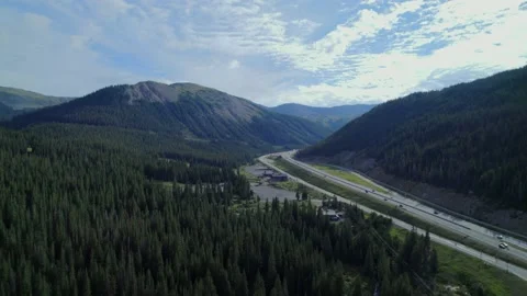 Beautiful view from drone on the Mountain the highway in Colorado. Stock Footage 220174322