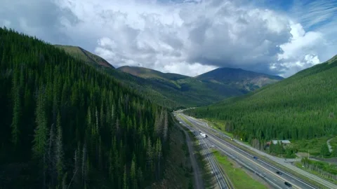 Beautiful view from drone on the Mountain the highway in Colorado. Stock Footage 220174525