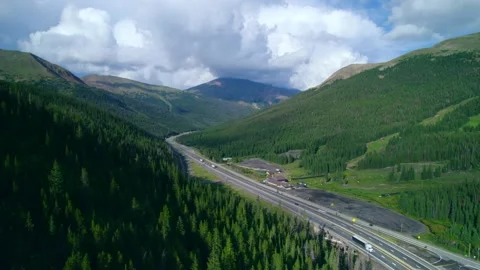 Beautiful view from drone on the Mountain the highway in Colorado. Stock Footage 220174921