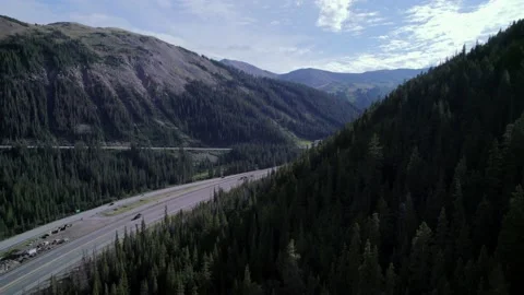 Beautiful view from drone on the Mountain the highway in Colorado. Stock Footage 220175629