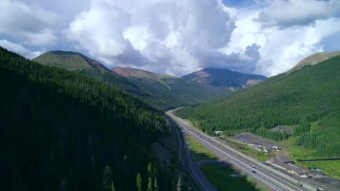 Beautiful view from drone on the Mountain the highway in Colorado. Stock Footage 220175847