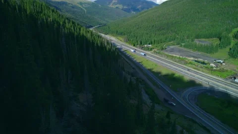 Beautiful view from drone on the Mountain the highway in Colorado. Stock Footage 220176030