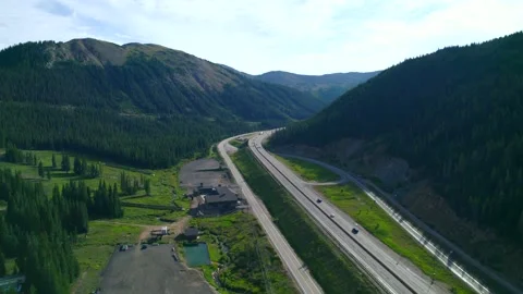 Beautiful view from drone on the Mountain the highway in Colorado. Stock Footage 220177875