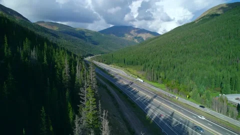 Beautiful view from drone on the Mountain the highway in Colorado. Stock Footage 220183038