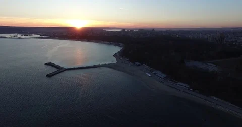 Beautiful view during sunset over Varna Video stock 85370969