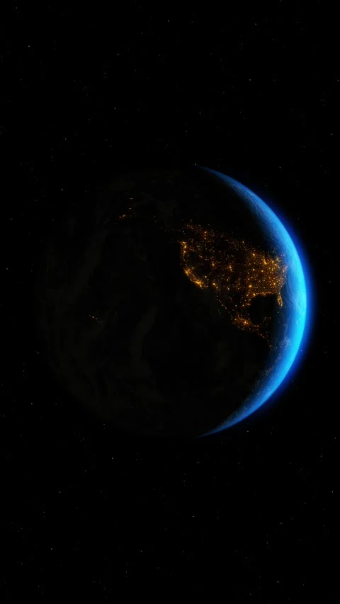 Beautiful view of Earth at dawn, emphasizing North America and US. Night cities Stock Footage 285140236