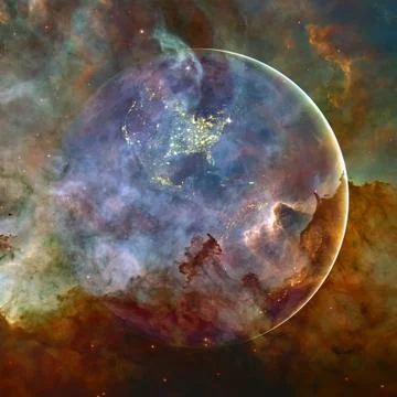 Beautiful view of earth from space. Elements of this image furnished by NASA Stockillustratie