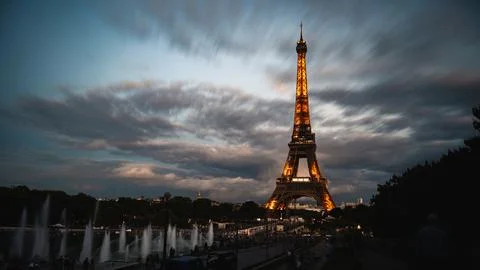 Beautiful view of the Eiffel tower seen from Trocadero square in Paris Stock Photos