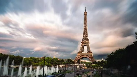 Beautiful view of the Eiffel tower seen from Trocadero square in Paris Stock Photos