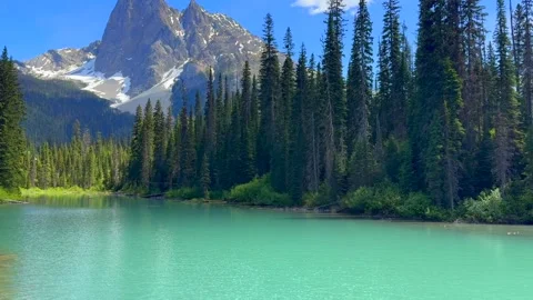 Beautiful view on the Emerald lake. Canada, Yoho National Park, Rocky Mountains Stock Footage 341469702