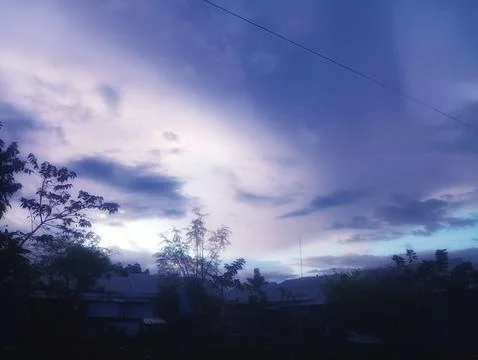 Beautiful view of the evening sky with a panoramic view of the surrounding blue Stock Photos