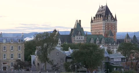 Beautiful view of the Fairmont Le Chateau Frontenac in Quebec City Stock Footage 250888990