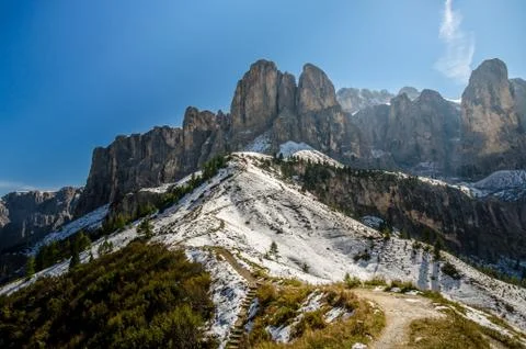 Beautiful view of famous dolomite mountain, Italy. Stock-Fotos