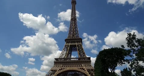 Beautiful view of famous Eiffel Tower in Paris, France. Hyperlapse stock footage Stock Footage 200397397