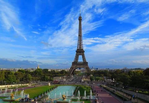 Beautiful view of famous Eiffel Tower in Paris, France. Stock Photos