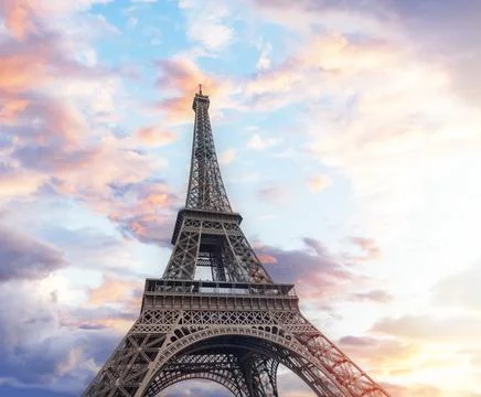 Beautiful view of famous Eiffel Tower in Paris, France. Stockfoto's