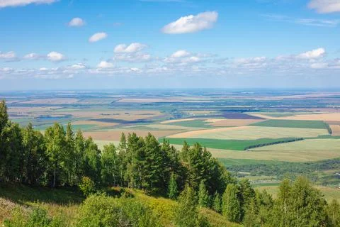 Beautiful view of the fields from a high altitude. Beautiful panoramic view 写真素材