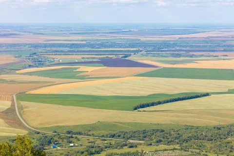 Beautiful view of the fields from a high altitude. Beautiful panoramic view Stock Photos
