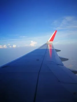 A beautiful view form plan window Stock Photos