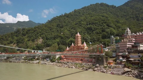 Beautiful view of Ganga river in Rishikesh, India. Stock Footage 117576023