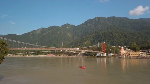 Beautiful view of Ganga river in Rishikesh. Stock Footage 118226689