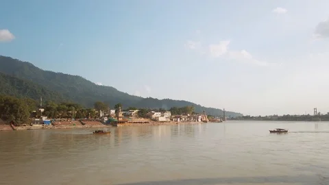 Beautiful view of Ganga river in Rishikesh. Stock Footage 118226942