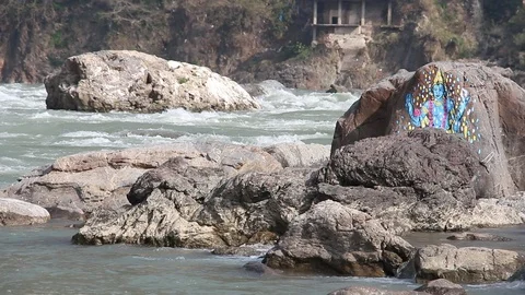 Beautiful view of Ganga river in Rishikesh. Stock Footage 124661616