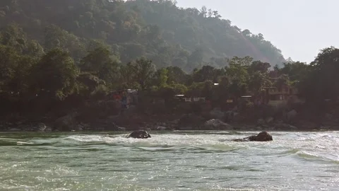 Beautiful view of Ganga river in Rishikesh. Stock Footage 148559460