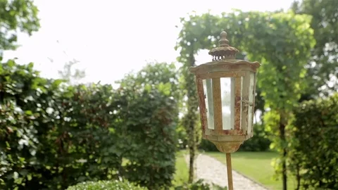 Beautiful view of a garden lamp Stock Footage 82076529