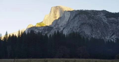 Beautiful view of Half Dome during sunset time at Yosemite National Park in Stock Footage 81624025