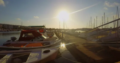Beautiful view at harbour with Yachts Stockbeeldmateriaal 61871892