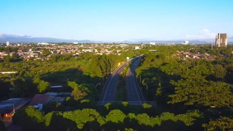 Beautiful view of the highway when the sky is clear. Stock Footage 269074899