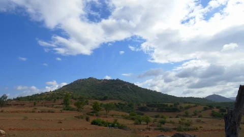 Beautiful view of hill with blue cloudy sky in rural India 库存影片 111303902