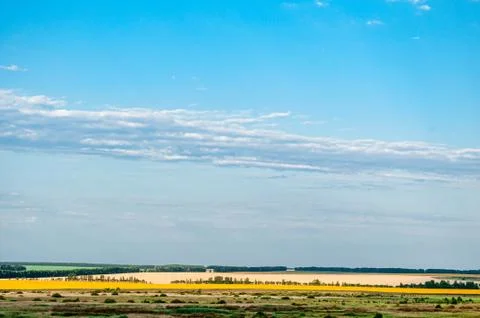 Beautiful view from the hill on the fields in the fall. Stock-Fotos