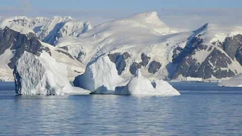 Beautiful view of icebergs in Antarctica Stock Footage 89609484
