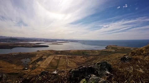 Beautiful View In Iceland, Volcano In Far Distance 4K Timelapse Stock Footage 285267939