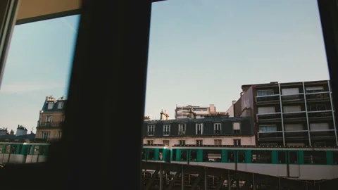 Beautiful view of iconic Eiffel Tower in Paris through open summer morning Stock Footage 113313901